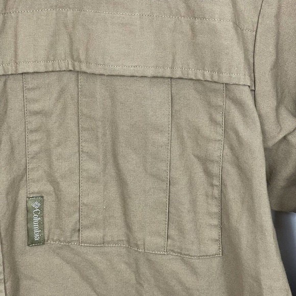 Columbia Padded Shoulder Shooting Shirt Embroidery Deer Skull Logo Mens Sz M Tan - Picture 6 of 8
